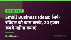 Small Business Ideas: सिर्फ रविवार को काम करके, 20 हजार रूपये महीना कमाएं