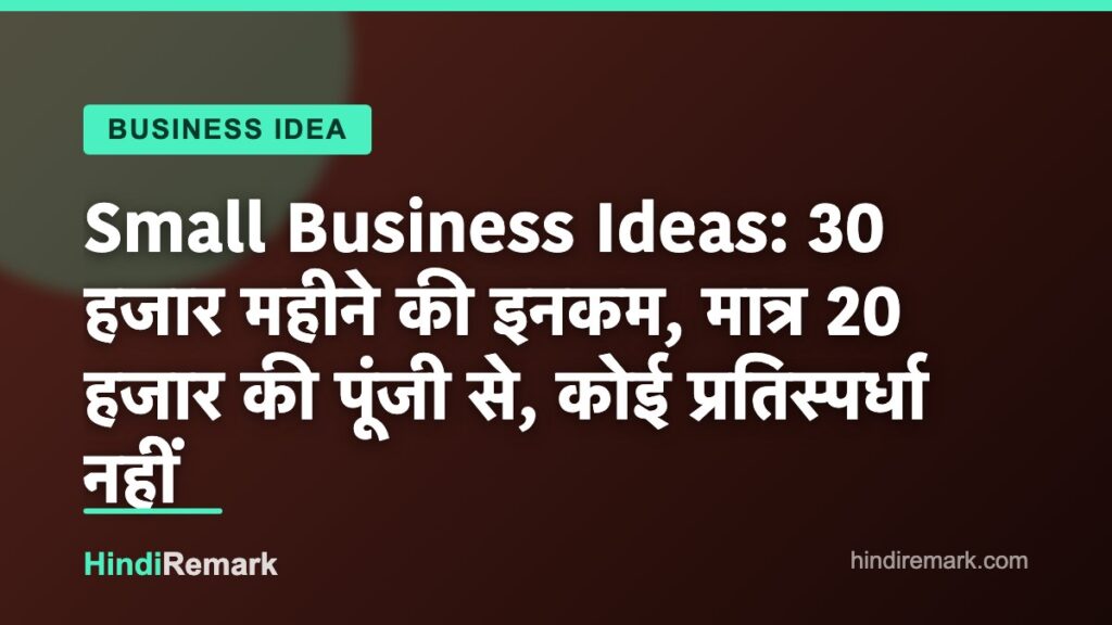 Small Business Ideas: 30 हजार महीने की इनकम, मात्र 20 हजार की पूंजी से, कोई प्रतिस्पर्धा नहीं